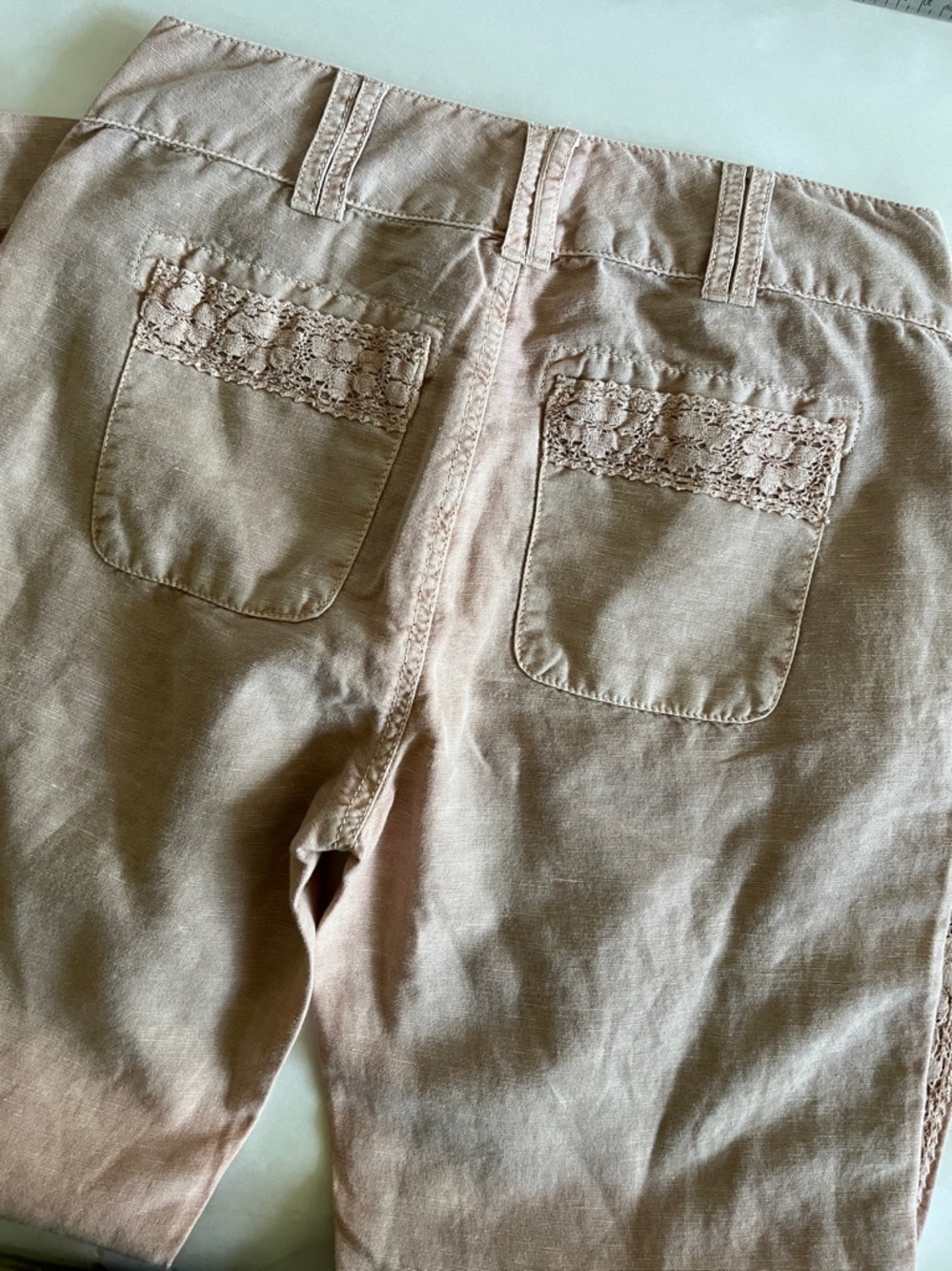 Sundance Linen Cotten Blend Pants Size 2 Ombré Rose Pink Tan  New with tag - Picture 4 of 9